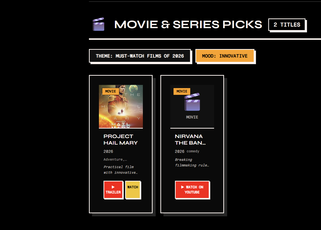 Movie and series picks from saved reels